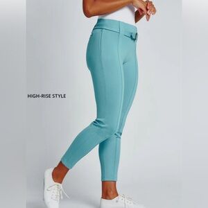 Betabrand Cropped Belted Ponte Pant - Turquoise SP